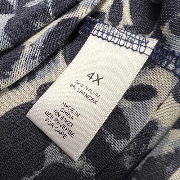 Logo Layers Top Womens 4x Blue Animal Print 3/4 Sleeve Sheer Tunic Lightweight - Picture 6 of 8